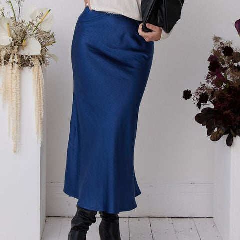 Angel Navy Satin Skirt
