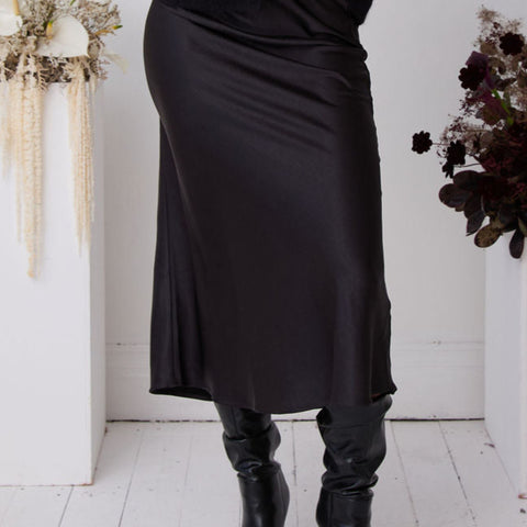 Angel Black Satin Skirt