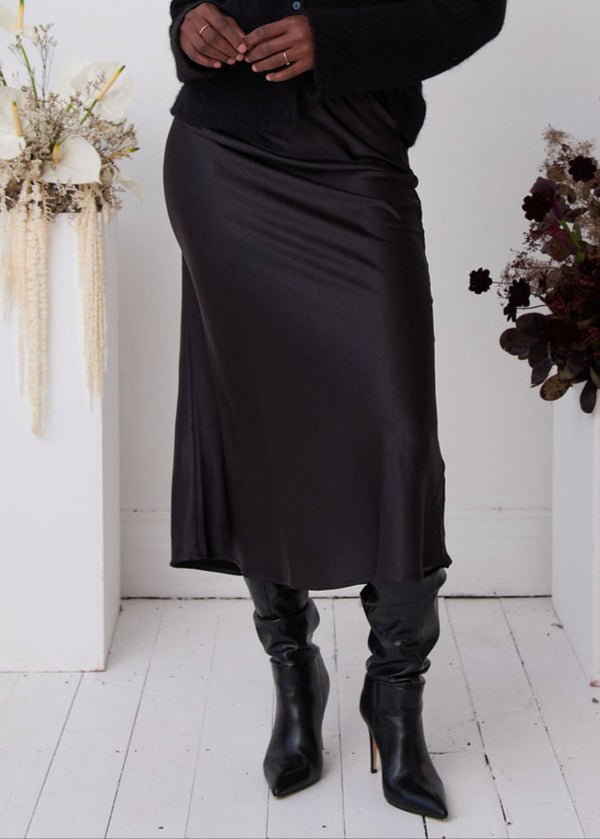 Angel Black Satin Skirt