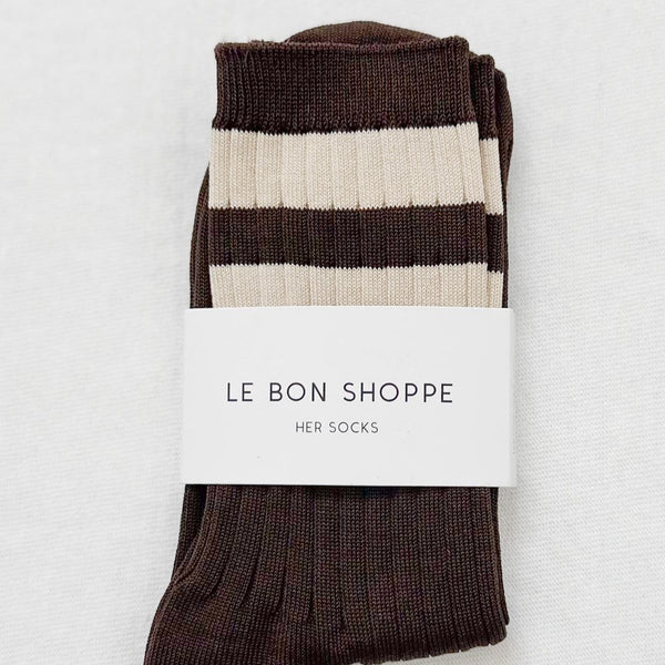 Le Bon Shoppe Varsity Socks in Espresso