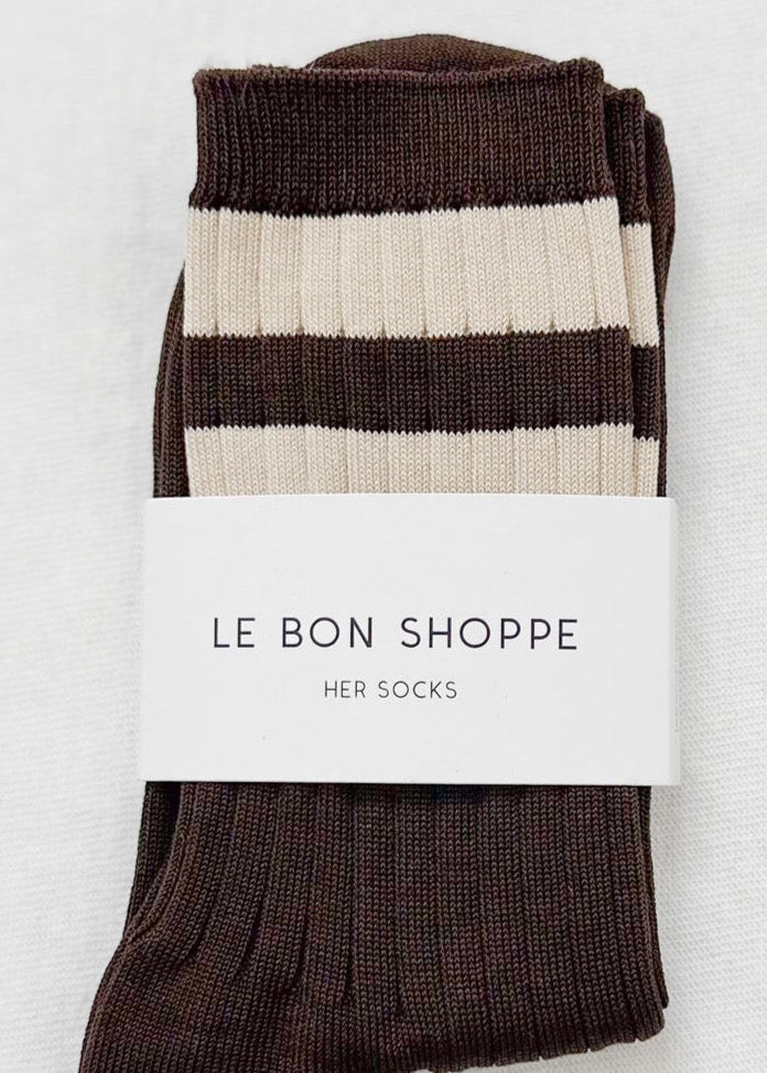 Le Bon Shoppe Varsity Socks in Espresso