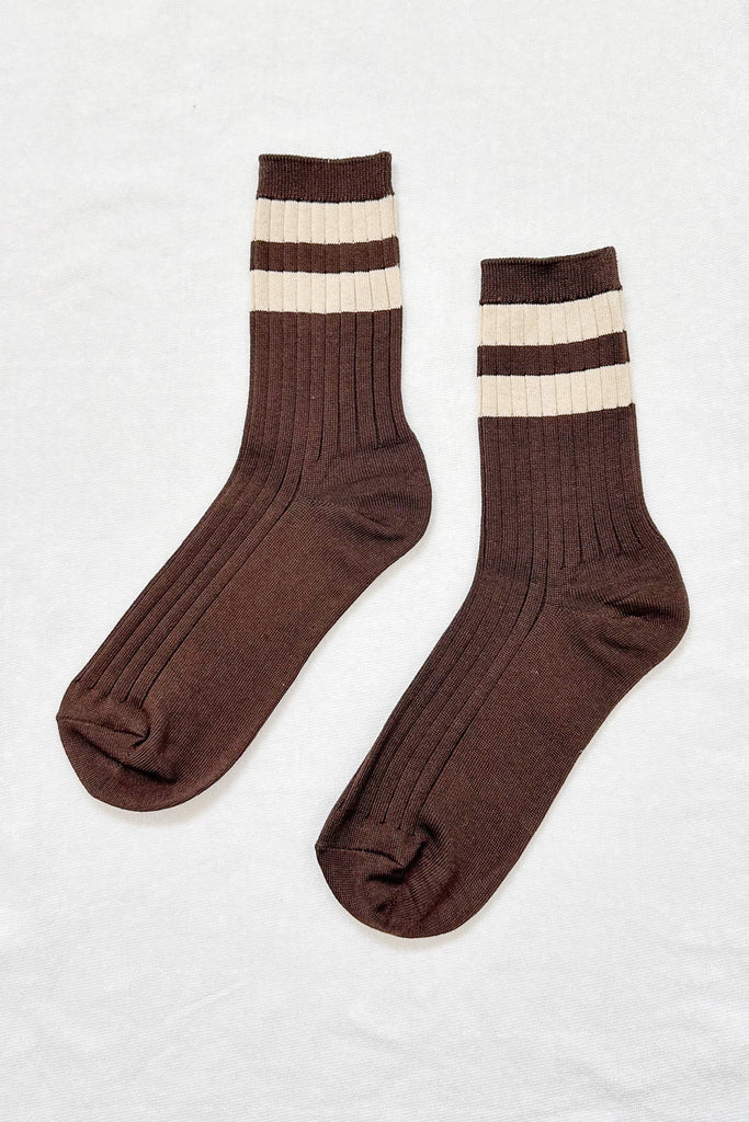 Le Bon Shoppe Varsity Socks in Espresso