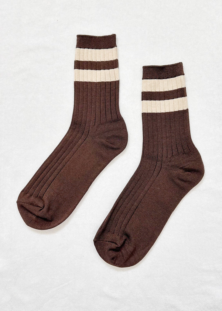 Le Bon Shoppe Varsity Socks in Espresso