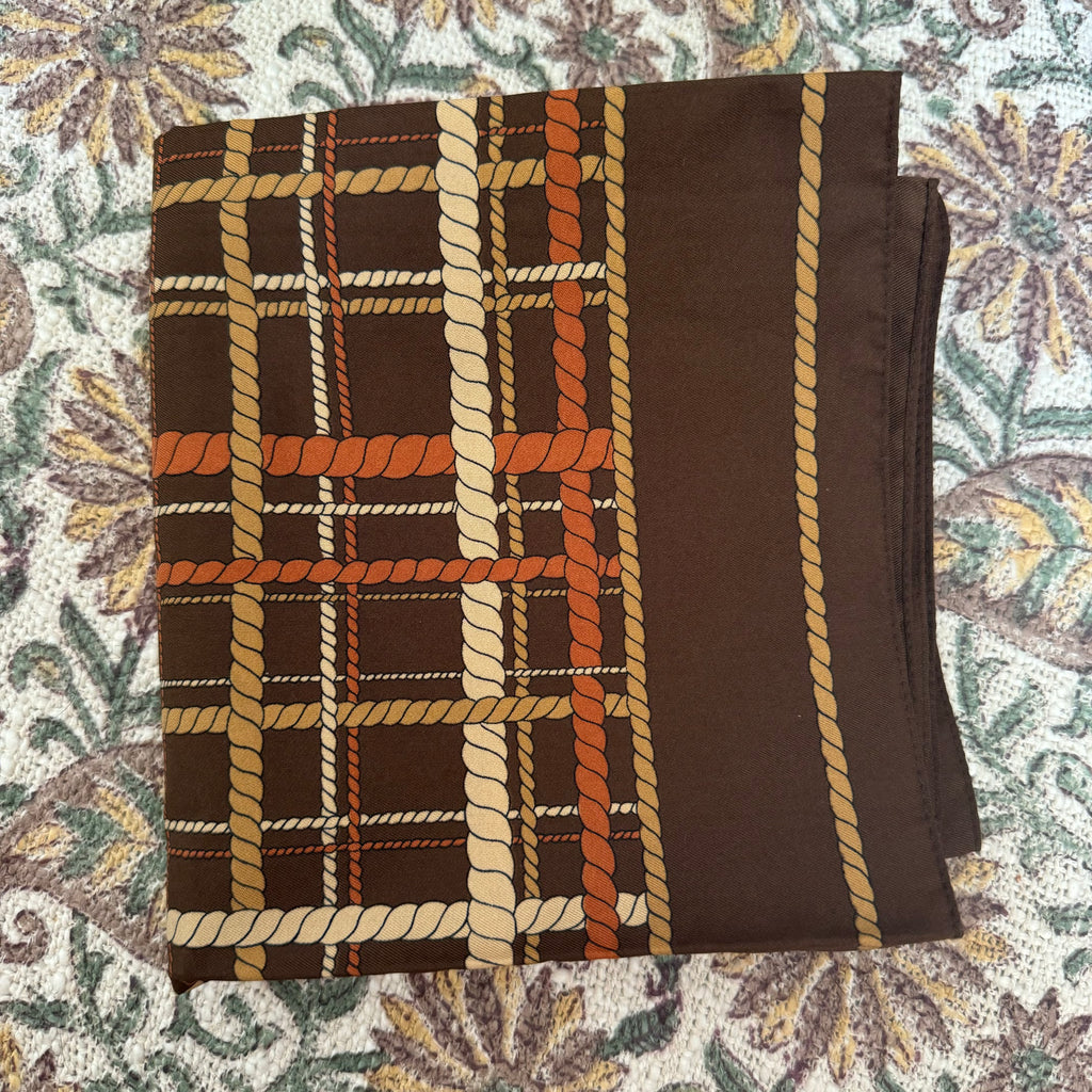 Vintage Brown Rope Print Square Scarf