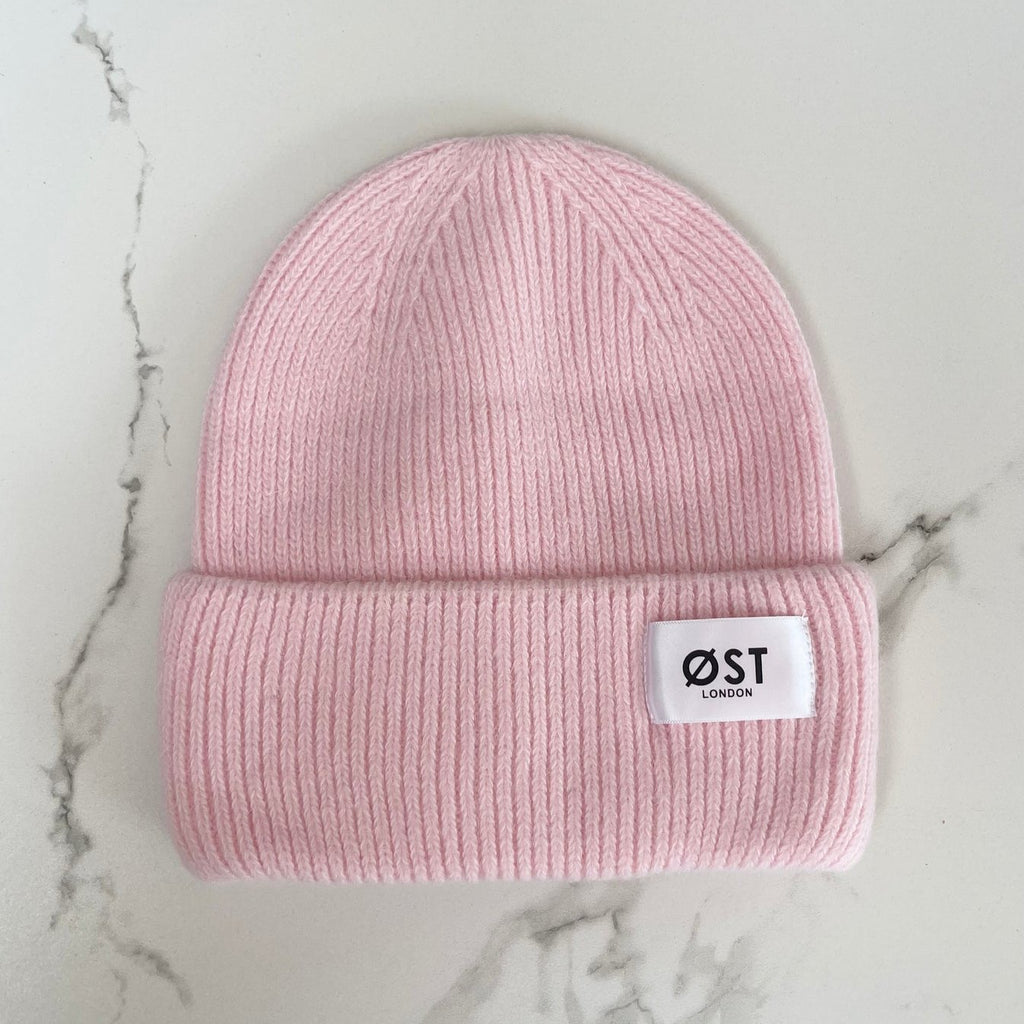 ØST London Clara Angora Beanie in Baby Pink