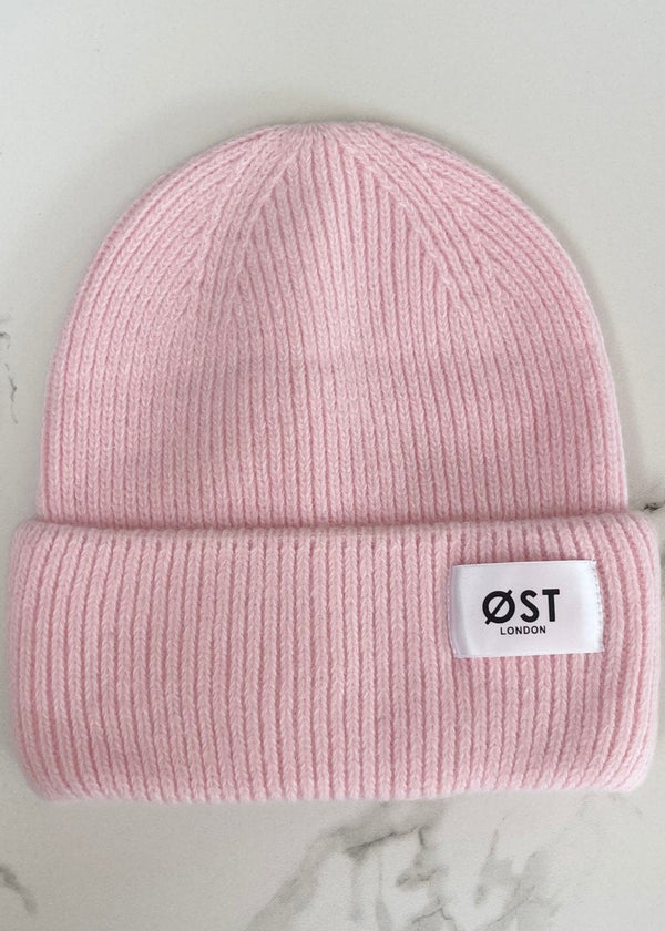 ØST London Clara Angora Beanie in Baby Pink