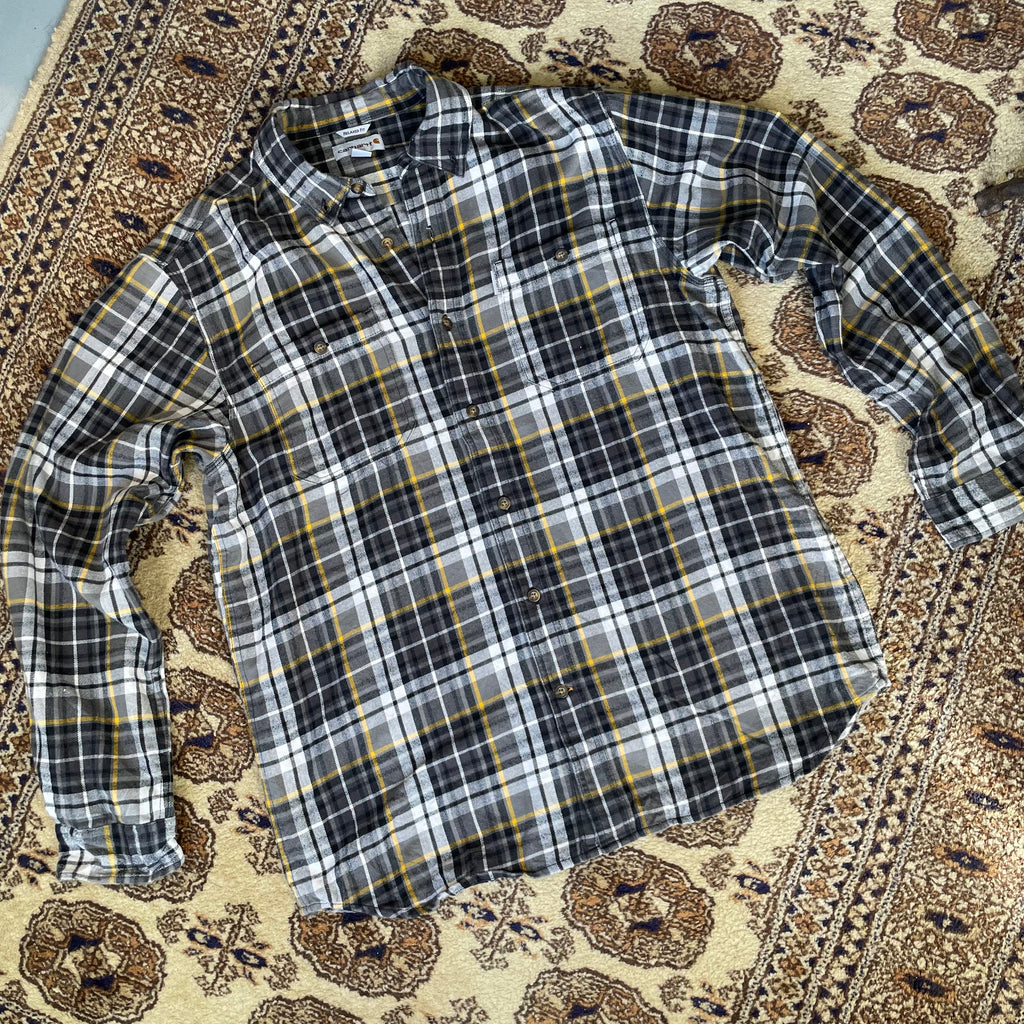 Carhartt Two Pocket Black and Yellow Check Flannel Shirt