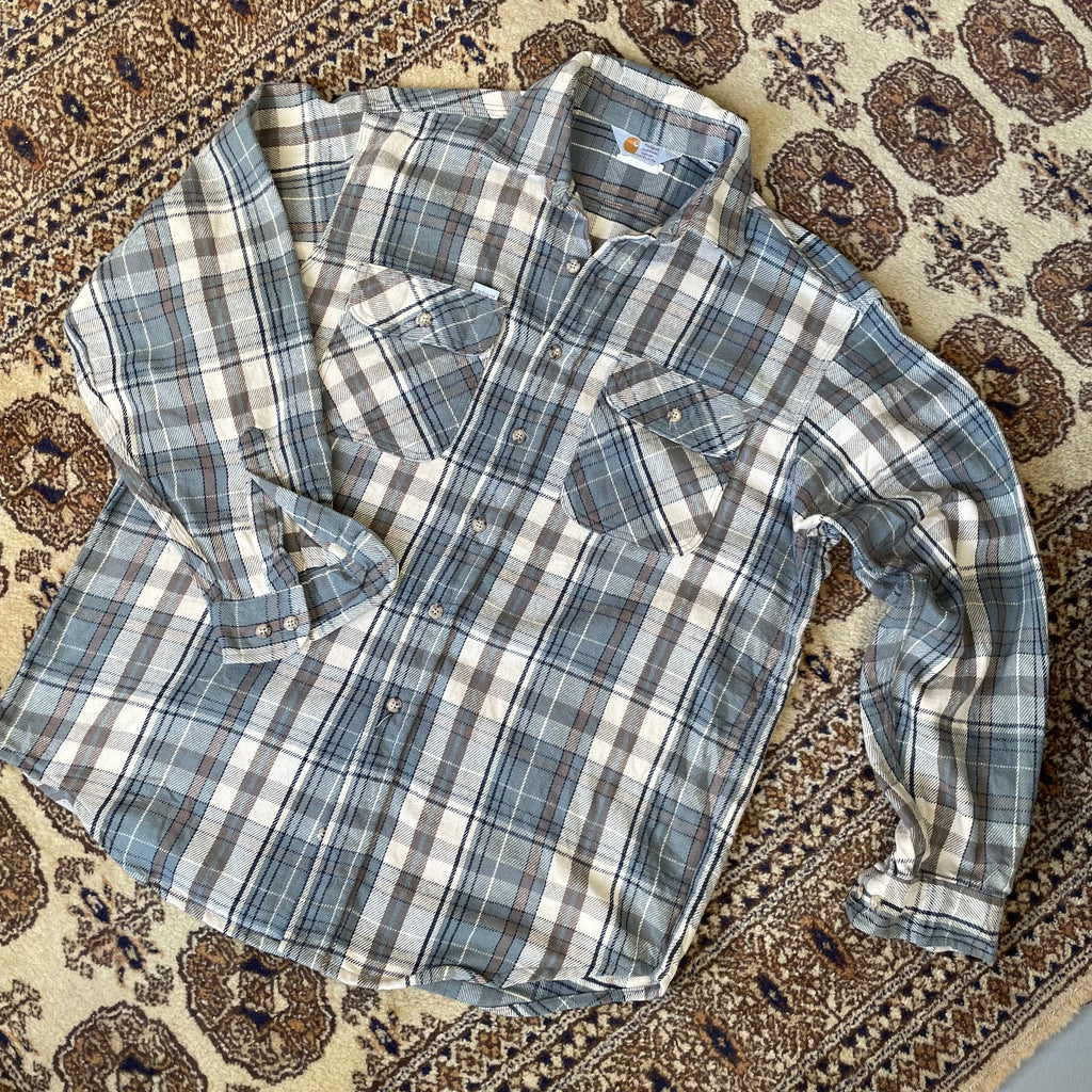Carhartt Two Pocket Blue Grey Check Flannel Shirt