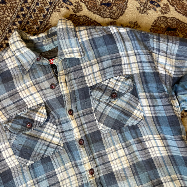American Vintage Check Flannel Shirt in Blue White