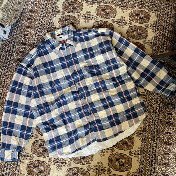American Vintage Check Flannel Shirt in Navy