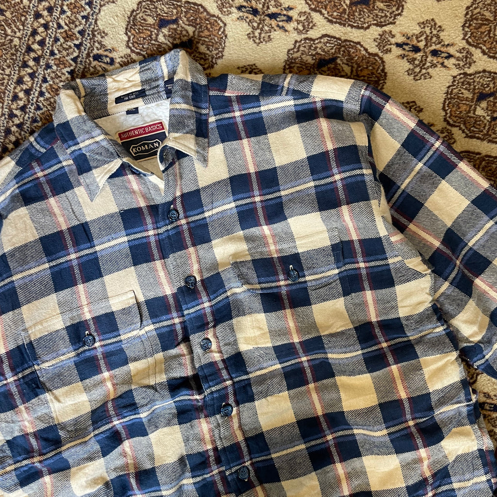 American Vintage Check Flannel Shirt in Navy