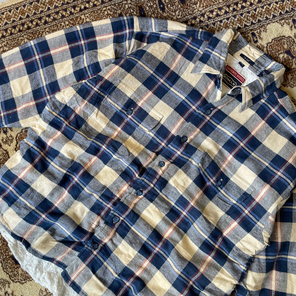 American Vintage Check Flannel Shirt in Navy