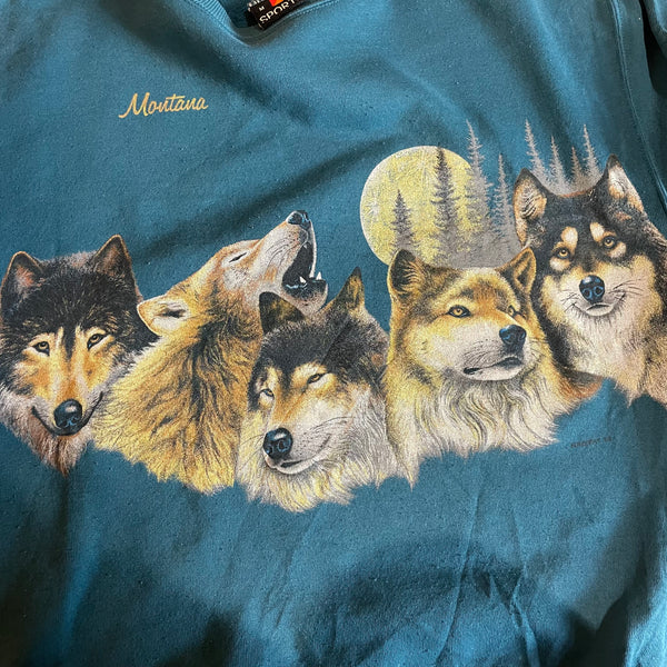 Vintage Montana Wolf Pack Sweatshirt in Blue