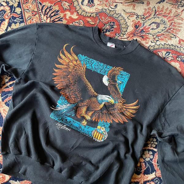 Vintage American Flying Eagle Sweatshirt in Black