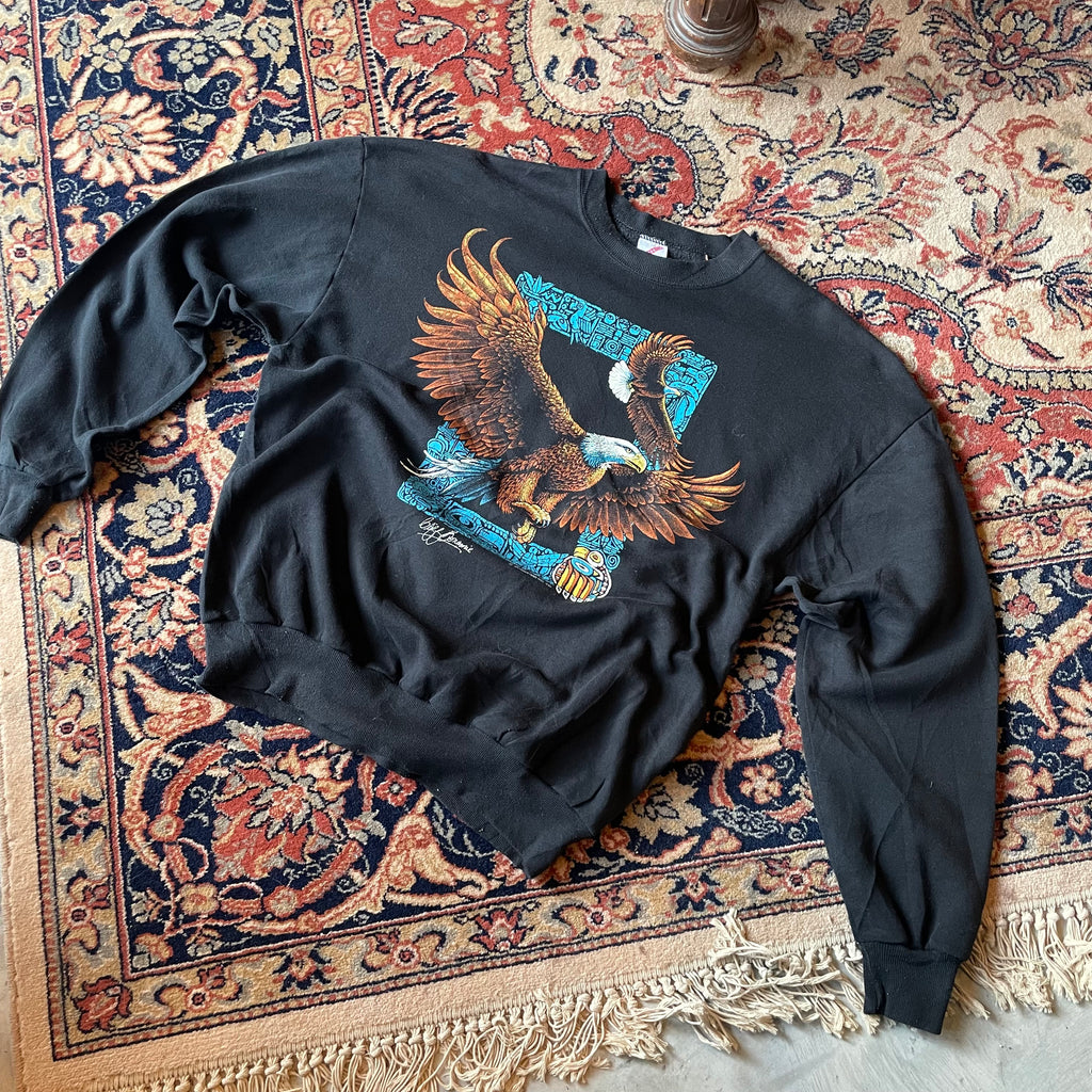 Vintage American Flying Eagle Sweatshirt in Black