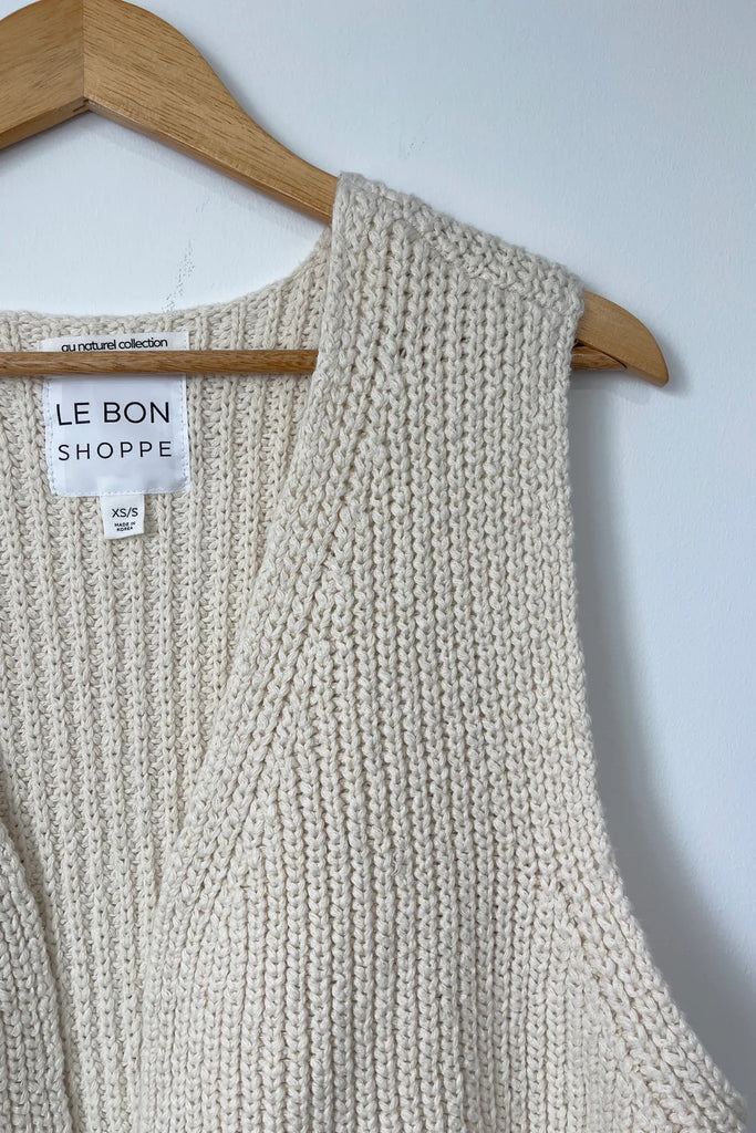 Bon Shoppe Granny Cotton Sweater Vest In Natural