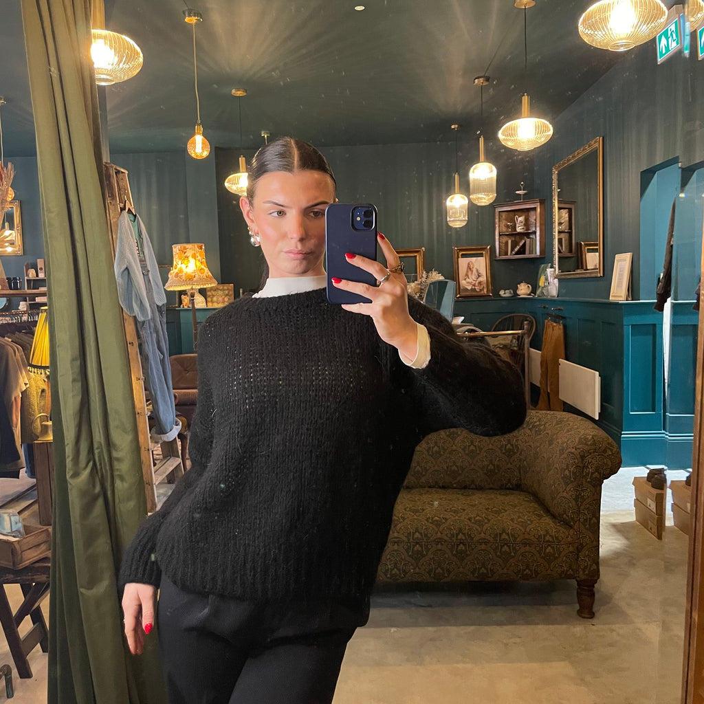ØST Olivia Crew Neck Mohair Sweater In Black