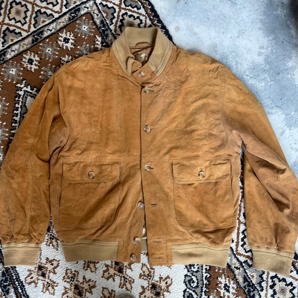 Vintage Leather Suede Bomber Jacket