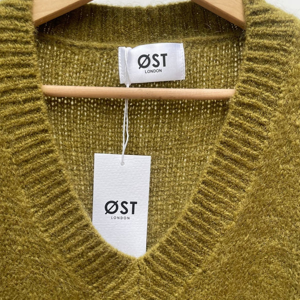 ØST Tessa Knitted Mohair Vest in Olive