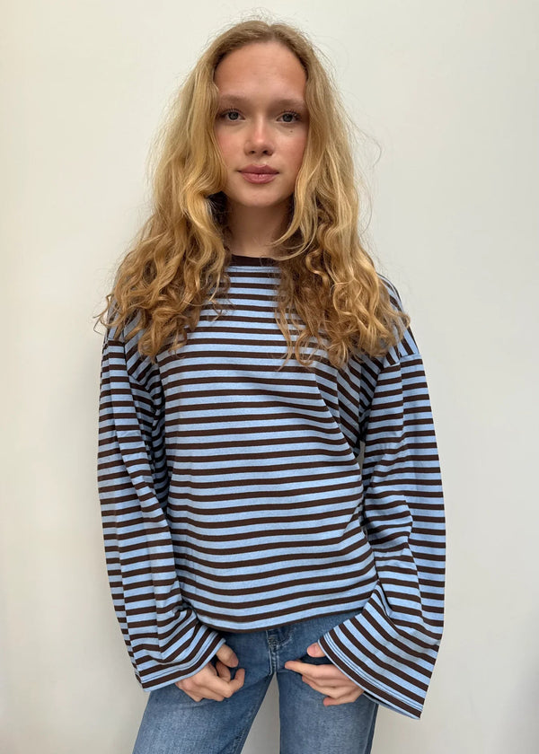 Anna Crewneck -Brown/Blue