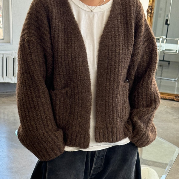 Alpaca Sweater Jacket in Wood