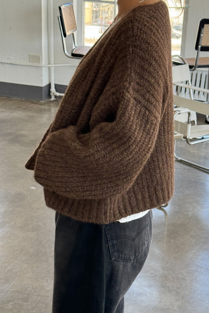 Alpaca Sweater Jacket in Wood