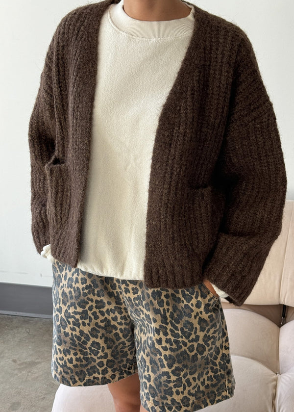 Alpaca Sweater Jacket in Wood