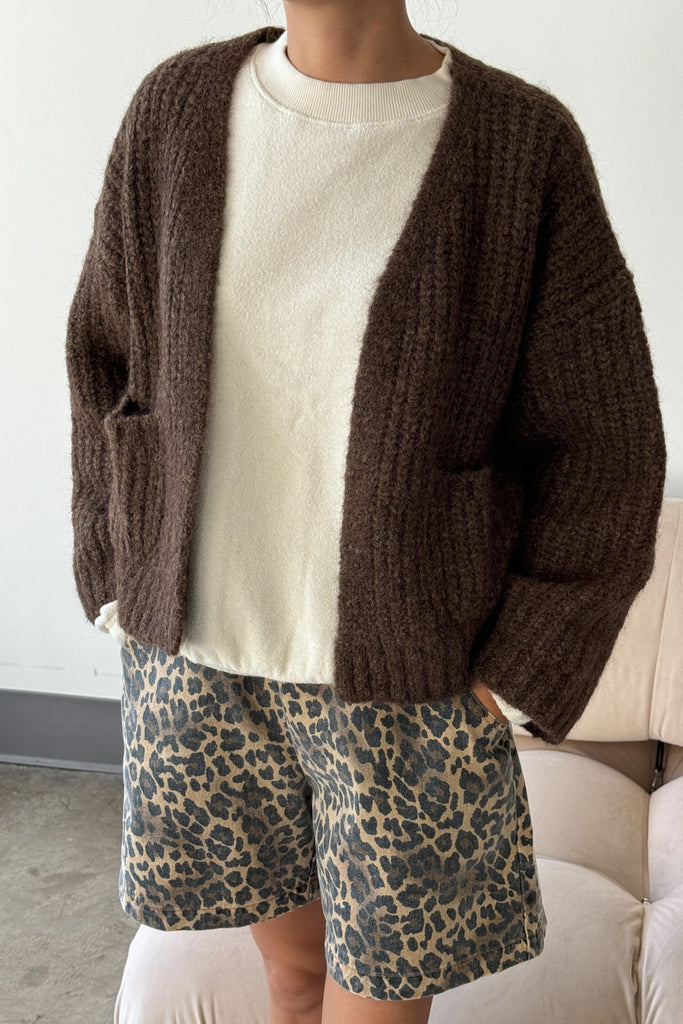 Alpaca Sweater Jacket in Wood