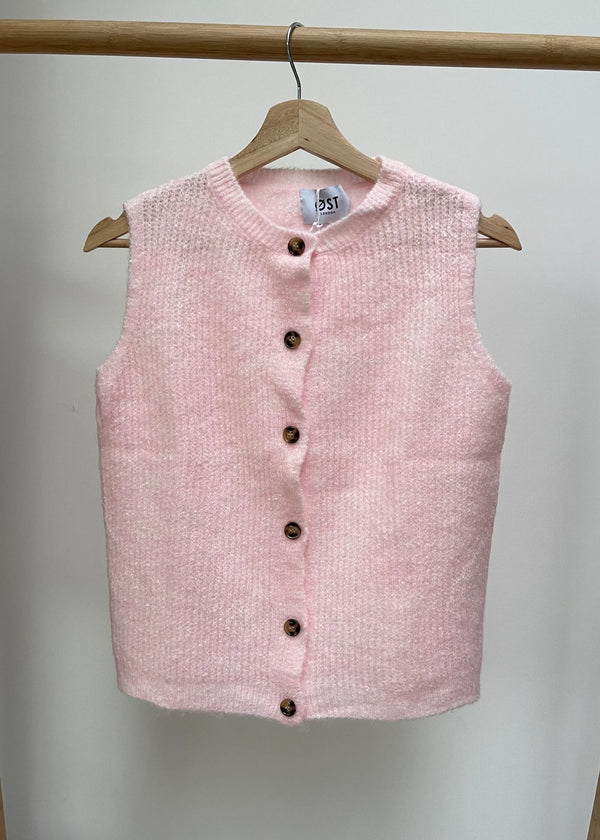 ØST LONDON Ida Knitted Waistcoat in Light Pink