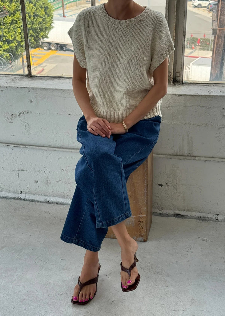 Pierre Cotton Sweater Top - Natural