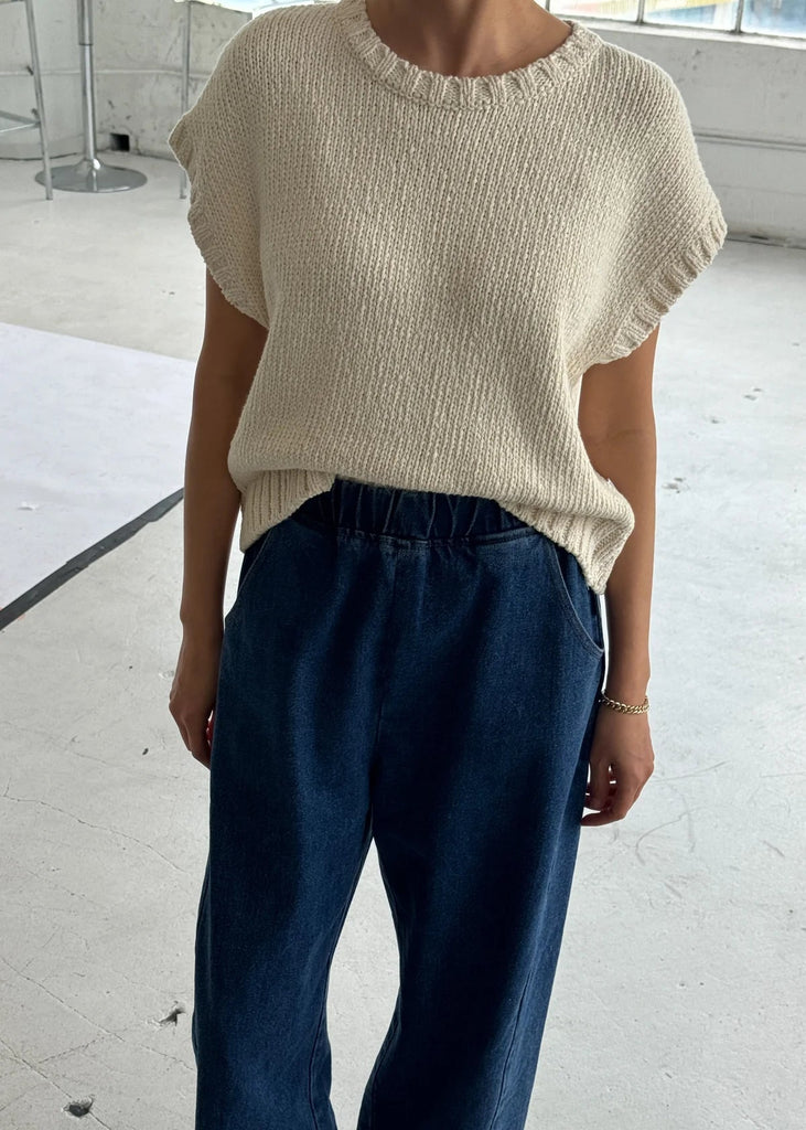 Pierre Cotton Sweater Top - Natural