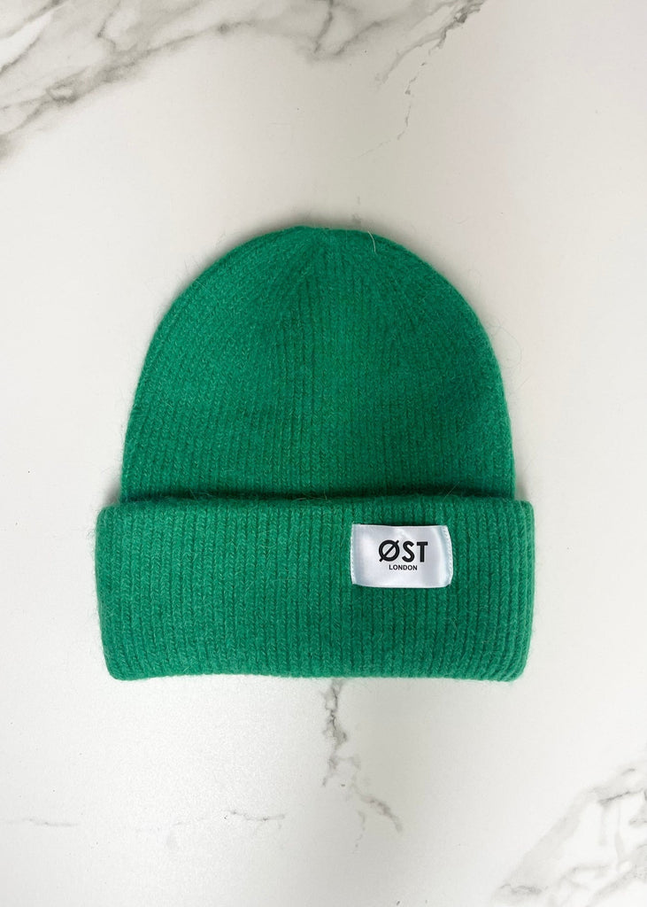 Clara Angora Beanie in Apple Green