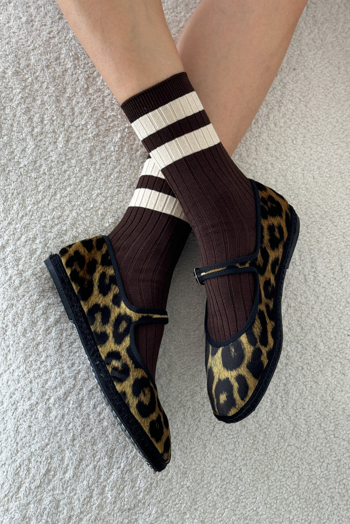 Le Bon Shoppe Varsity Socks in Espresso