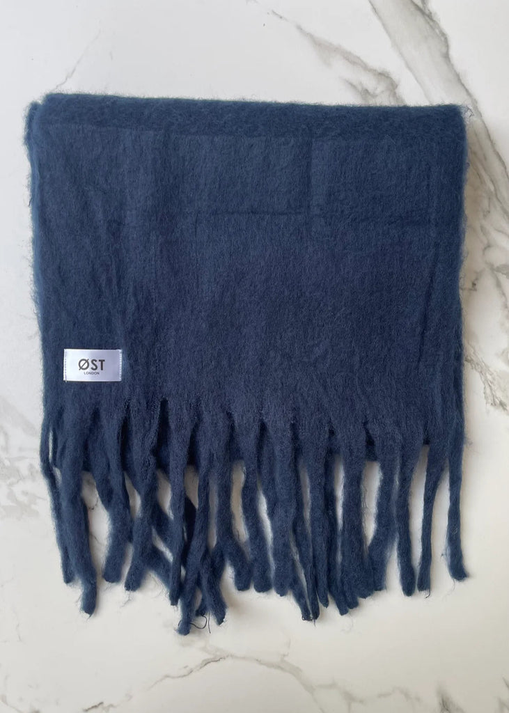 ØST LONDON Pernille Oversized Scarf in Navy Blue