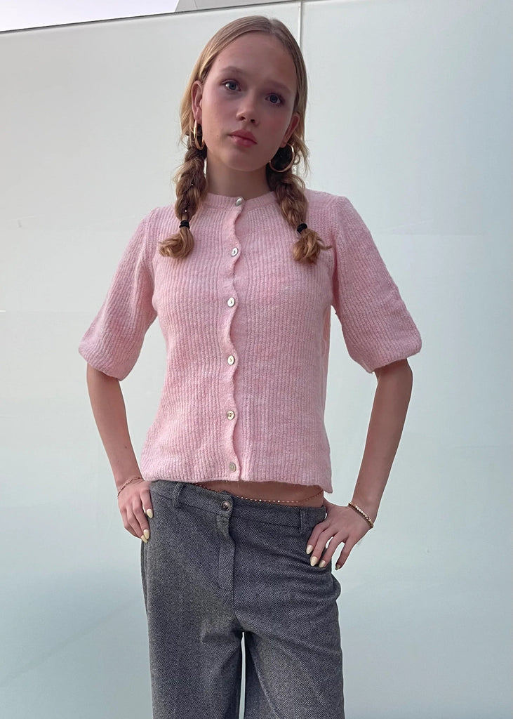 ØST London Mathilde Wool Cardigan in Light Pink