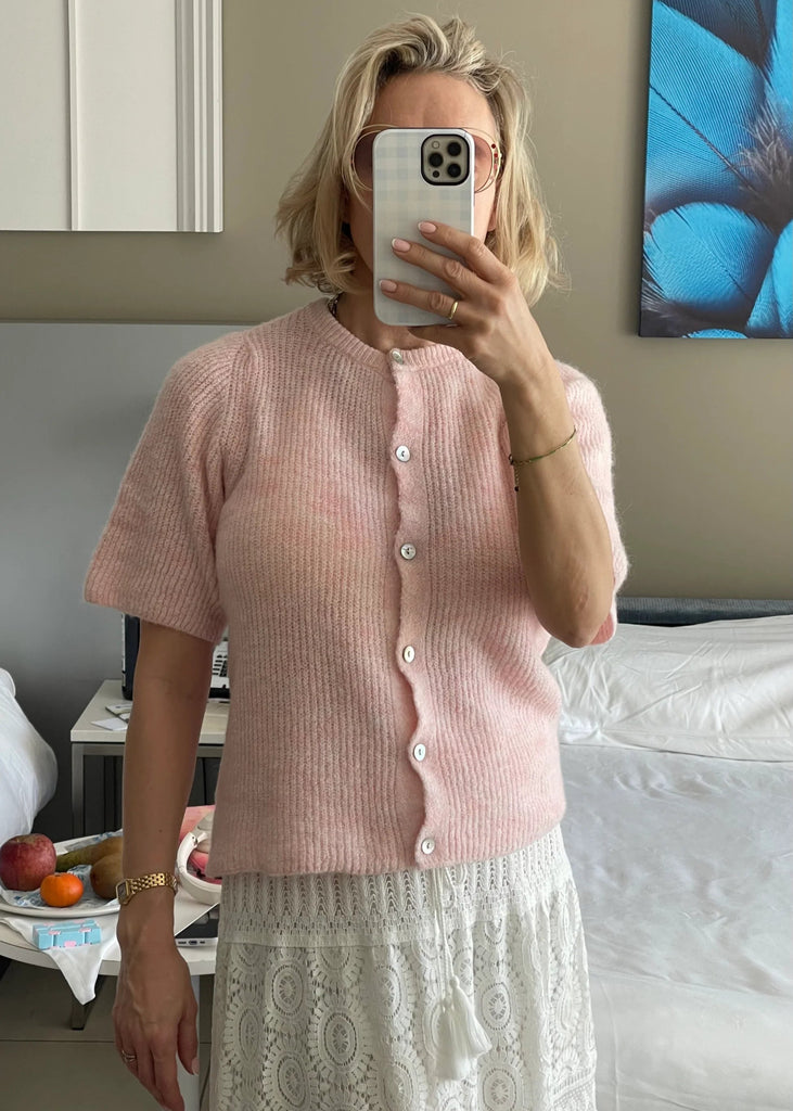 ØST London Mathilde Wool Cardigan in Light Pink