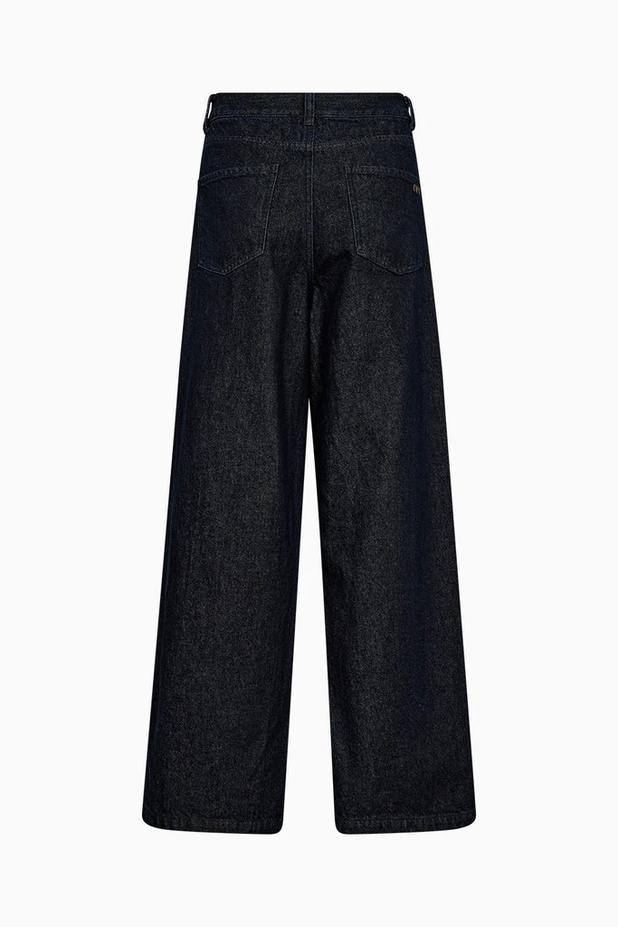 Black wide-leg jeans on a white background