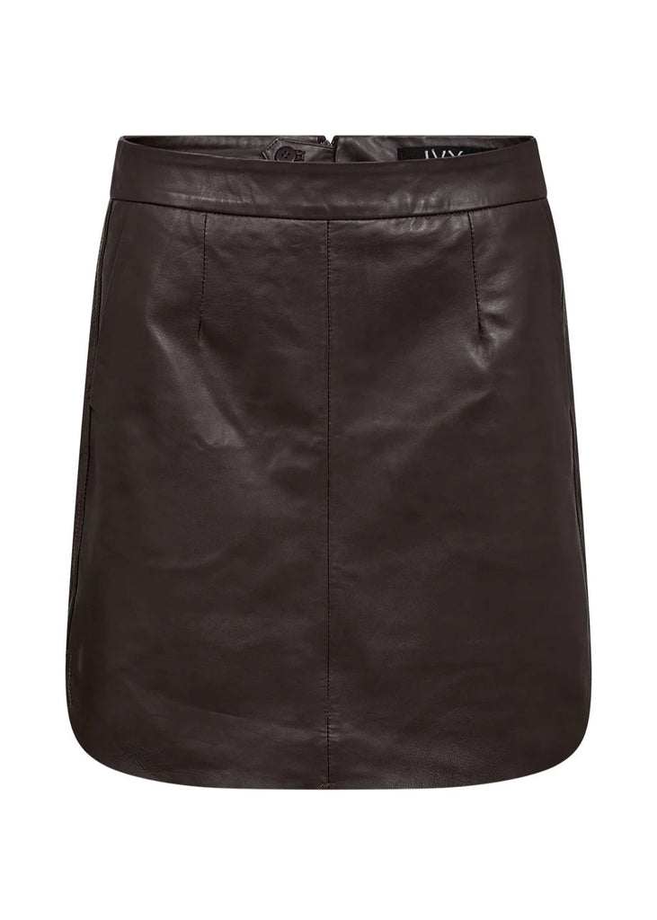 brown leather skirt on a white background