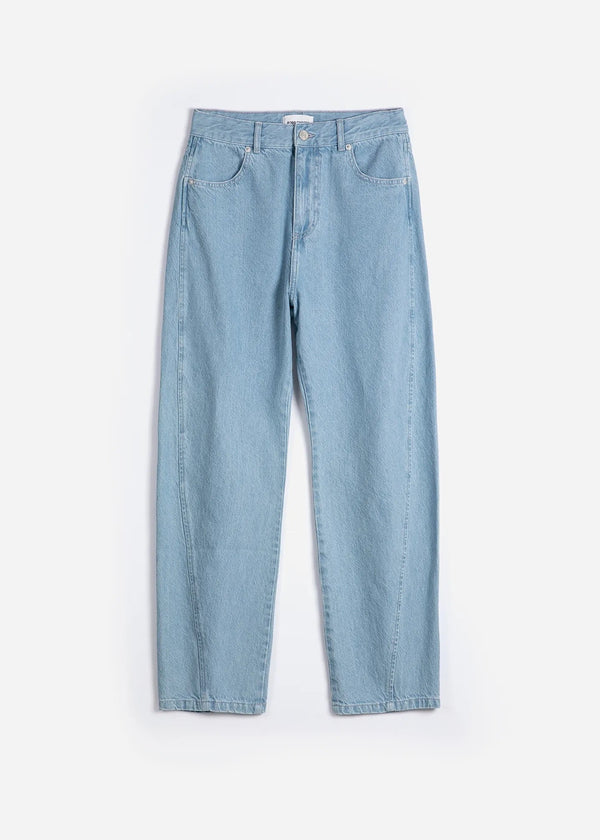 Light blue jeans on a white background