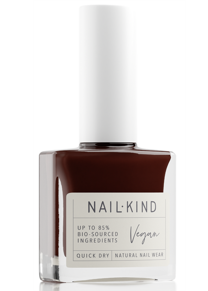 Nail polish bottle with 'NAIL-KIND' label on a white background