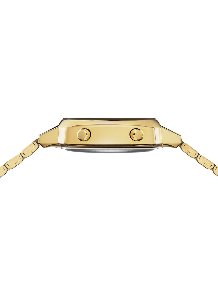 Gold watch band on a white background