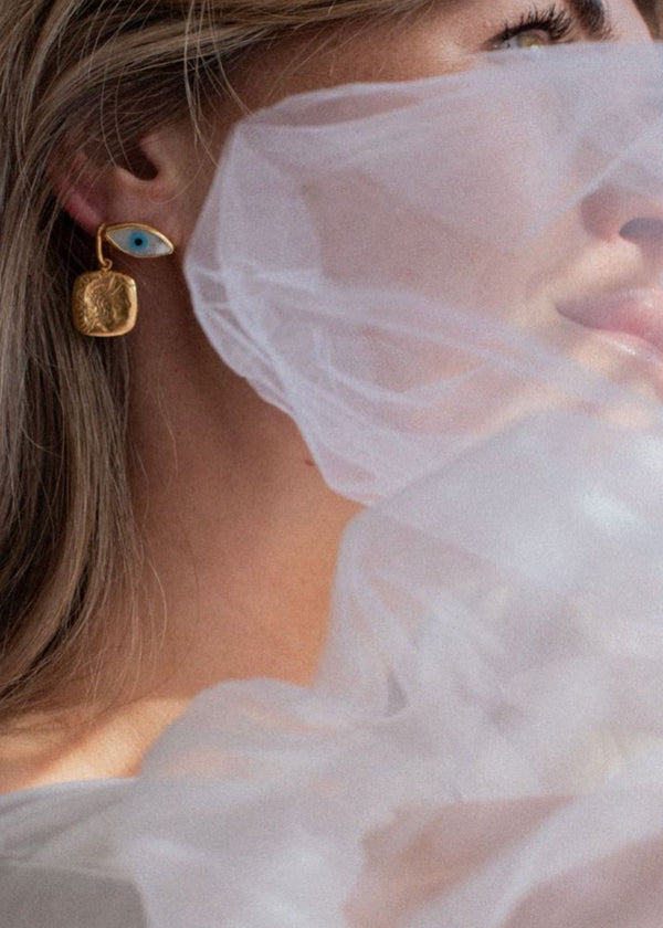 By Cody Jewellery Gold Plated Roman Goddess Huggie Earring