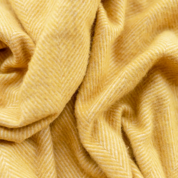 The Tartan Blanket Co. Recycled Wool Mustard Herringbone Blanket