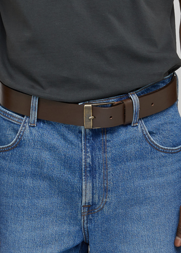 Lee Leather Belt Logo Buckle In Dark Brown