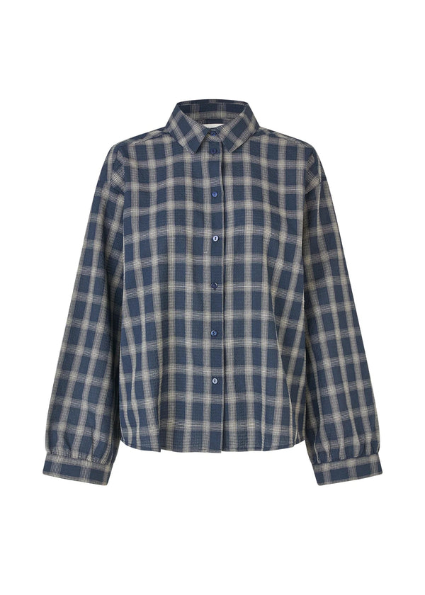 Blue and white checkered shirt on a white background