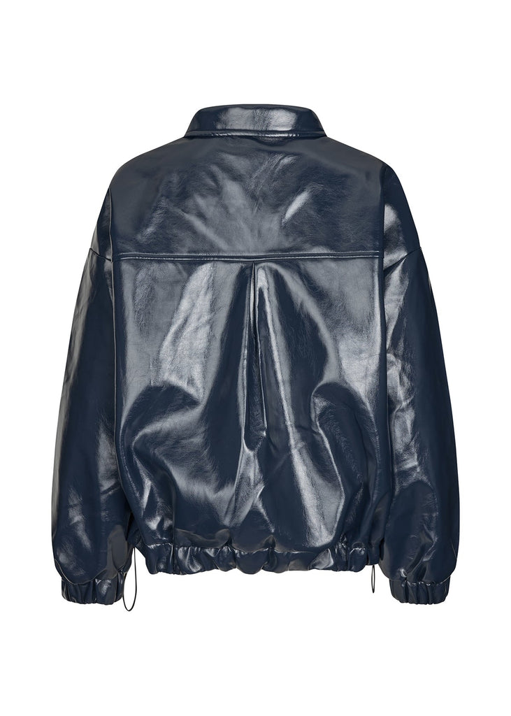 Black leather jacket on a white background