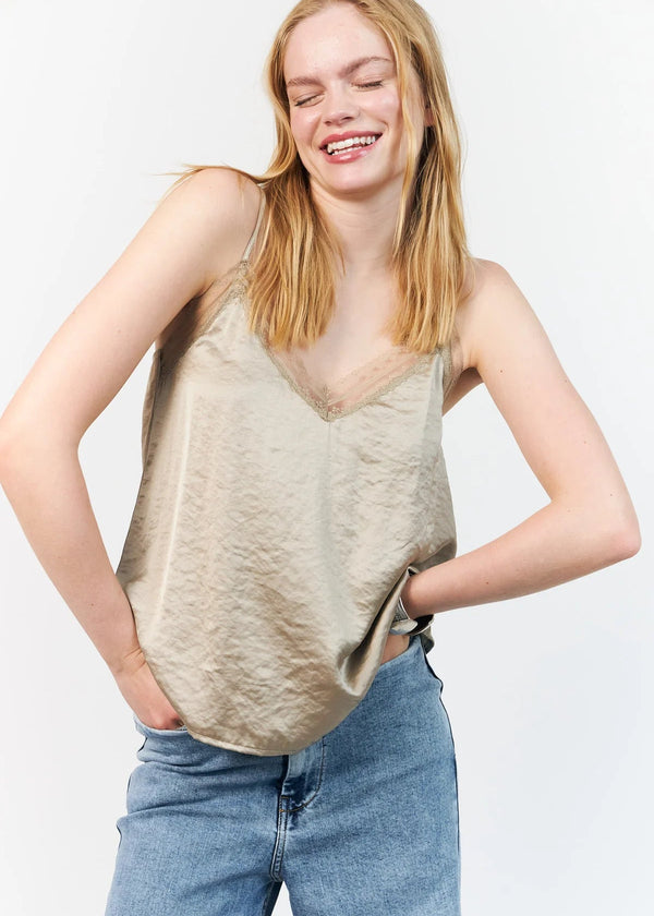 Lolly's Laundry Viane Cami top in Beige 