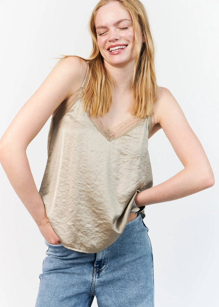 Lolly's Laundry Viane Cami top in Beige 