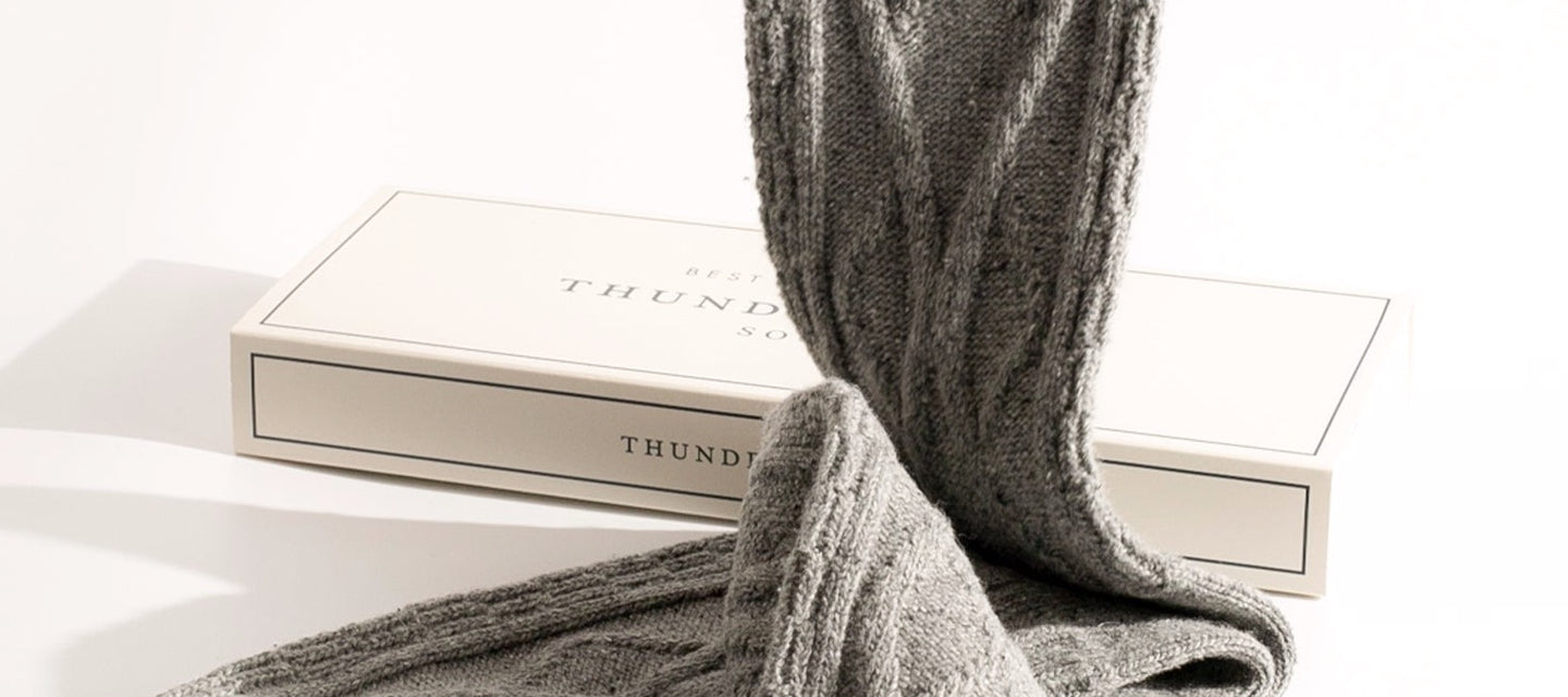 Thunders Love Mens Wool Collection Braid Grey Socks