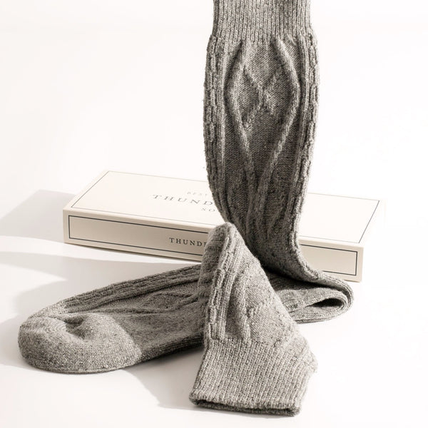 Thunders Love Mens Wool Collection Braid Grey Socks